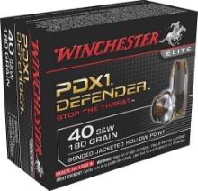 Winchester Ammo S40SWPDB1 Defender 40 SW 180 gr Bonded Jacket Hollow Point 20 Bx