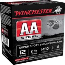 Winchester Ammo AASCL12S8 AA Super Sport Sporting Clay 12 Gauge 2.75 1 oz 1450 fps 8 Shot 25 Bx