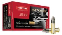 Norma Ammunition 2425076 Dedicated Precision Match 22 LR 40 gr Lead Round Nose LRN 50 Per Box