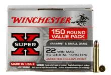 Winchester Ammo X22MH150 Super X 22 WMR 40 gr Jacketed Hollow Point JHP 150 Bx10 Cs Value Pack