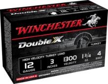 Winchester Ammo STH1234 Double X High Velocity Turkey 12 Gauge 3 1 34 oz 1300 fps 4 Shot 10 Bx