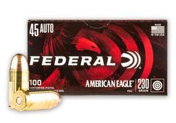 Federal AE45A100 American Eagle Handgun 45 ACP 230 gr Full Metal Jacket FMJ 100 Per Box