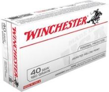 Winchester Ammo USA40JHP USA 40 SW 180 gr Jacketed Hollow Point JHP 50 Bx