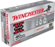 Winchester Ammo WC401 SuperX 40 SW 165 gr Winclean Brass Enclosed Base 50 Bx