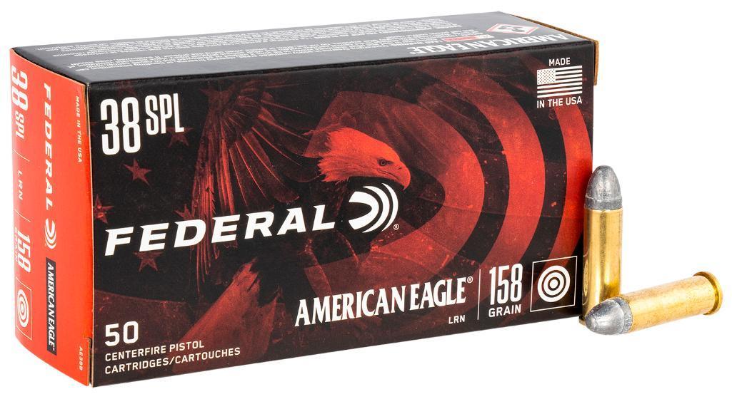 Federal AE38B American Eagle Handgun 38 Special 158 gr Lead Round Nose LRN 50 Per Box