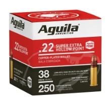 Aguila 1B221103 Super Extra High Velocity 22 LR 38 gr Copper Plated Hollow Point CPHP 250 Per Box