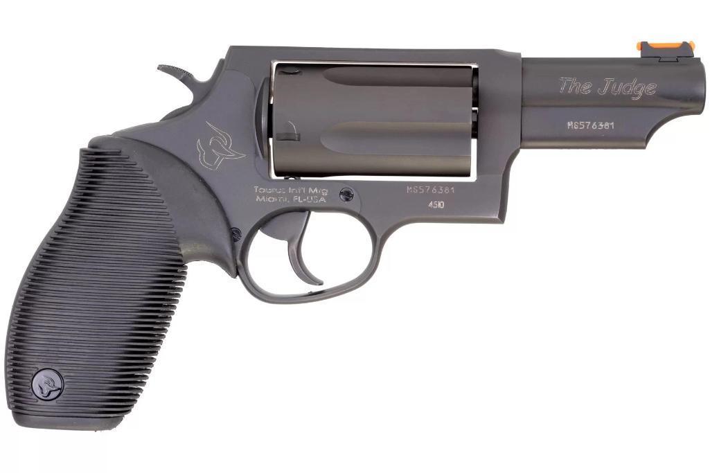 Taurus Judge Revolver - Matte Black | 45 Colt / 410 Ga | 3" Barrel | 5rd | Rubber Grip | Fiber Optic