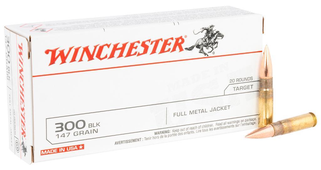 Winchester Ammo USA300B147 USA 300 Blackout 147 gr 1920 fps Full Metal Jacket Open Tip FMJOT 20 Bx