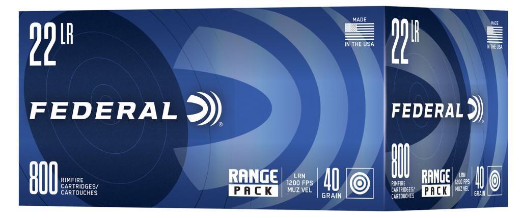 Federal 729B800 Range Pack Champion Training 22 LR 40 gr Lead Round Nose LRN 800 Per Box