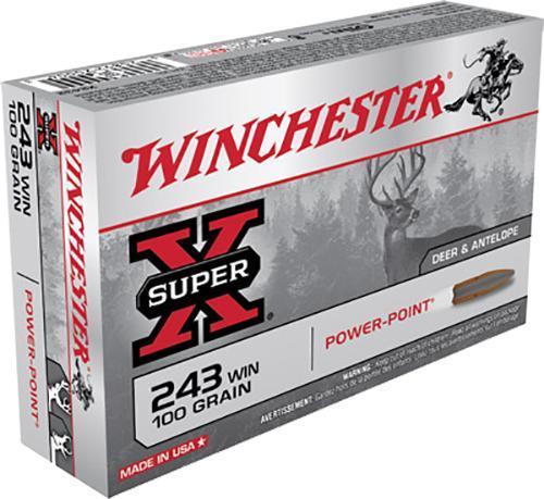 Winchester Ammo X2432 Super X 243 Win 100 gr 2960 fps PowerPoint PP 20 Bx10 Cs