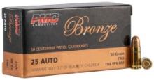 PMC 25A Bronze Target 25 ACP 50 gr Full Metal Jacket FMJ 50 Per Box