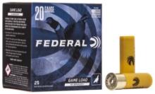Federal H20475 GameShok High Brass 20 Gauge 2.75 1 oz 7.5 Shot 25 Per Box