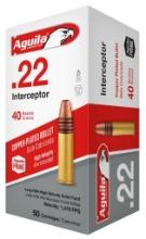 Aguila 1B220320 Interceptor High Velocity 22 LR 40 gr CopperPlated Solid Point 50 Per Box