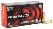 Federal AE38B American Eagle Handgun 38 Special 158 gr Lead Round Nose LRN 50 Per Box