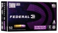 Federal AE9SJ3 Syntech Training Match Training Match 9mm Luger 147 gr Total Syntech Jacket Flat Nose