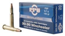 PPU PP30301 Standard Rifle Rifle 3030 Win 150 gr Flat Soft Point FSP 20 Per Box