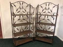 2 bronze metal shelves