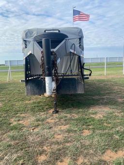 2021 24' x 6' Gooseneck Cattle Trailer, has 2... 8' Cuts, tandem axle, tires in good shape, tarp is 