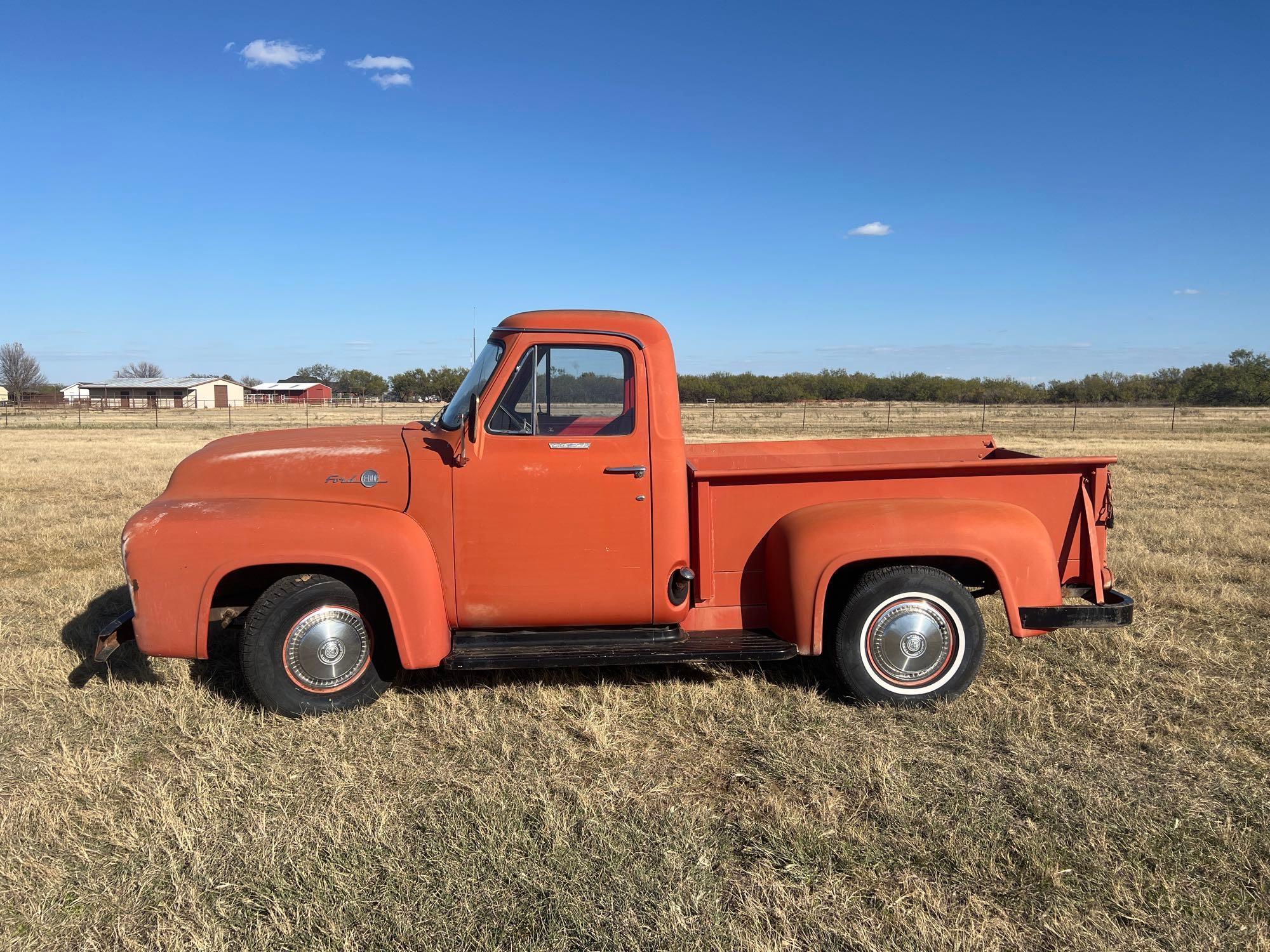 1955 FORD F100 HAS MOTOR JUST NOT CURRENTLY RUNNING. THIS IS A VERY STRAIGHT CLEAN TRUCK. SELLS WITH