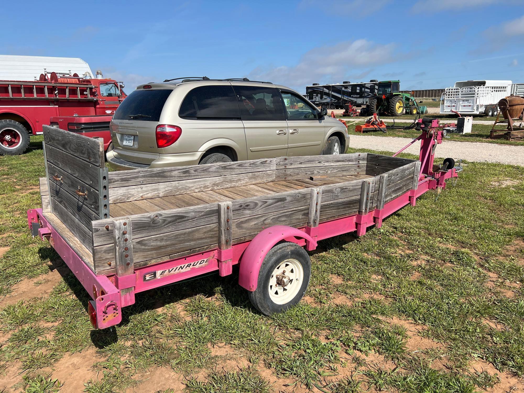 FLATBED TRAILER WOOD SIDES 52" WIDE 12 FT LONG 4 LUG AXLES 12" TIRES REMOVABLE TAIL GATE SELLS WITH