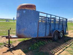 16' X 5' BUMPER TRAILER OPEN TOP WITH NOSE CONE... CLEATED RUBBER FLOOR... ONE CUT GATE WITH SLIDER 