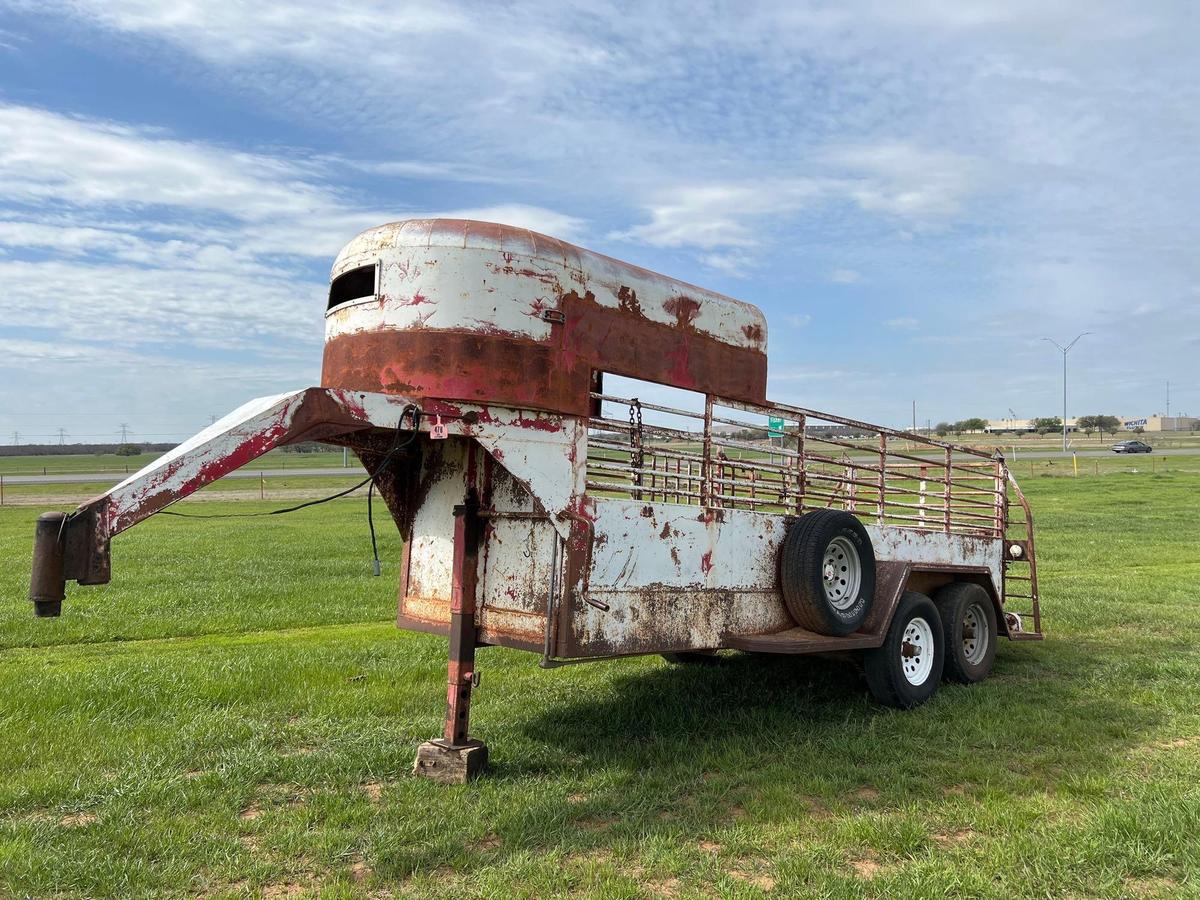 16 FT HALF TOP STOCK TRAILER WOOD FLOOR HEAVY BUILT 6 LUG 16" TIRES STOUT BUILT RANCH TRAILER