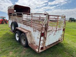 16 FT HALF TOP STOCK TRAILER WOOD FLOOR HEAVY BUILT 6 LUG 16" TIRES STOUT BUILT RANCH TRAILER