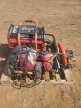 PALLET WITH PRESSURE WASHER, GENERATOR, AND BLOWER
