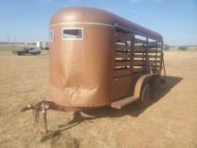 14 FT LONG X 5FT WIDE X 6FT TALL FELPS STOCK TRAILER GOOD TIRES WITH NEW SPARE BILL OF SALE ONLY