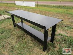 29"x 90" Steel Workbench With Lower Shelf Formed Front And Back Stop Weighs #340