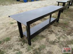 29"x 90" Steel Workbench With Lower Shelf Formed Front And Back Stop Weighs #340