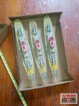 3 Tin Battleship rolling toys