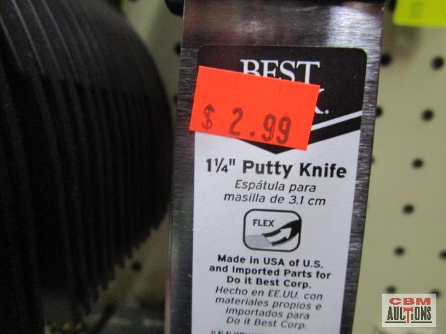 Plastic putty knifes all sizes, bucket opener, vinyl siding removal tool, plastic cutter, glass