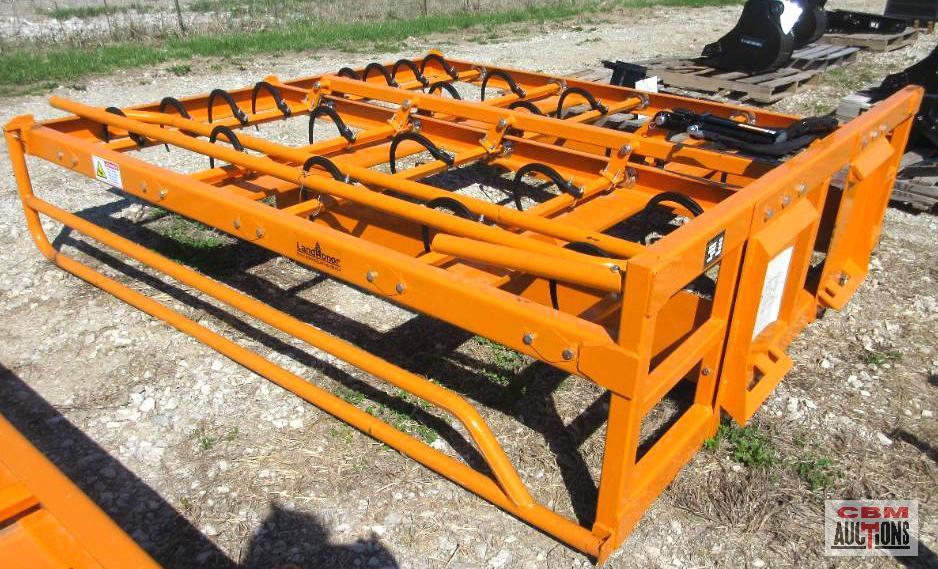 Landhonor Square Hay Bale Accumulator, 24 Hydraulic Grappling Hooks, 8-10 Bale Capacity, Standard