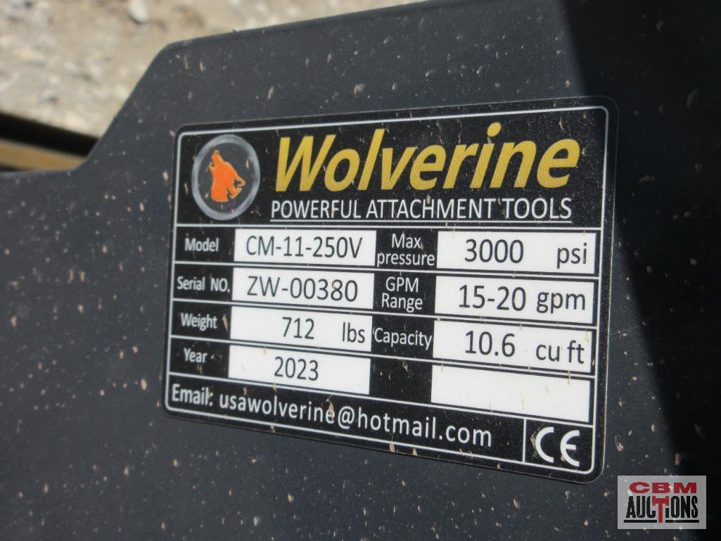 Wolverine CM-11-250V Skid Steer ZW-CM-0300L 48" Hydraulic Mix & Go Concrete Mortar Mixer With Hoses