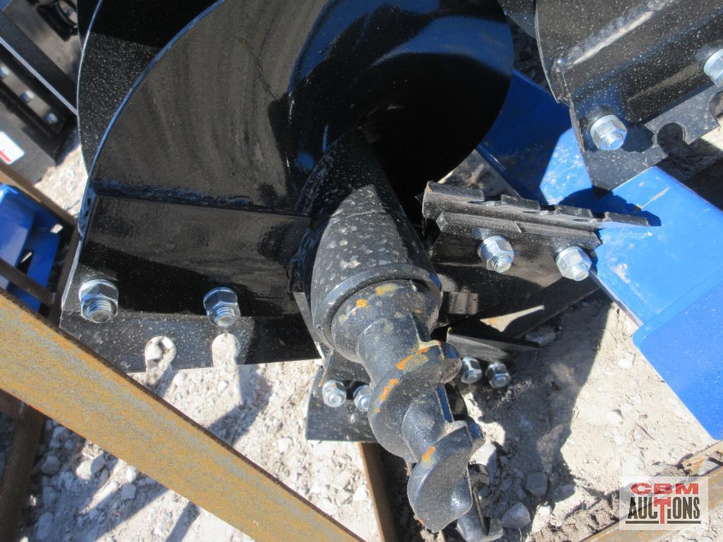 AGROTK ECAG Skid Steer Hydraulic Post Hole Auger Drive & 6",12" & 14" Auger Bits (Unused)