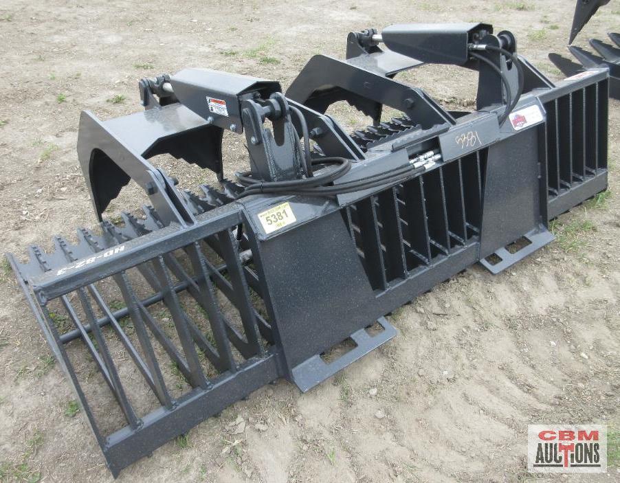 Stout HD-82-3 82", 3" Tine Spacing, Open Side Skid Steer Brush Grapple Hoses & Couplers (Unused)