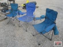 3- Blue Folding Lawn Chairs