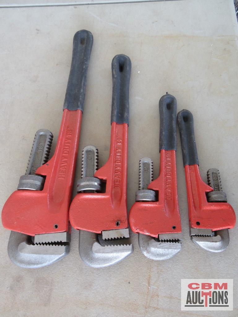 Unbranded Heavy Duty Pipe Wrench Set Sizes: 8", 10", 14" & 18" *BLT