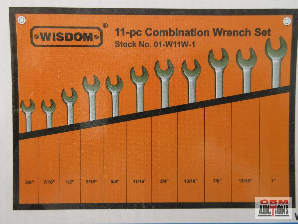 Wisdom 01-W11W-1 11pc SAE Combination Wrench Set w/ Storage Pouch... Sizes: 3/8" - 1" *BLF ...