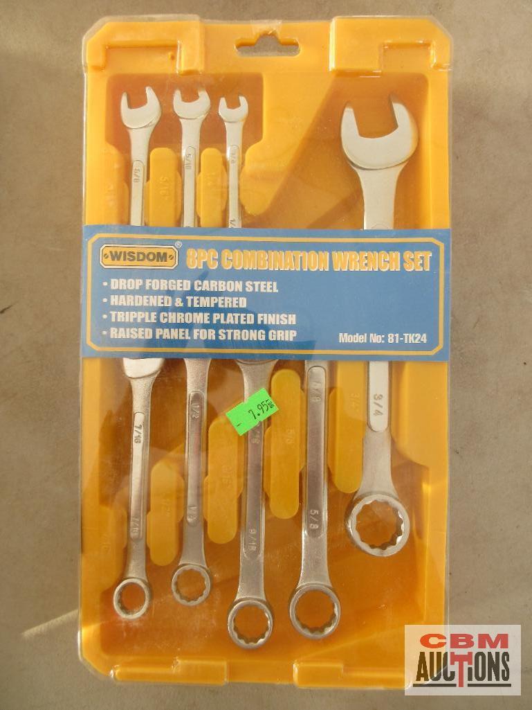 Wisdom 81-TK24 8pc SAE Combination Wrench Set Sizes: 1/4" - 5/8" Cal-Hawk 8pc Ball Head Hex Driver