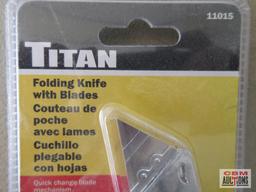 Titan 11015 Folding Knife w/ Blades Titan 42358 3/4" F x 1" M Impact Socket Adapter... Titan 11498 3