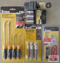 Titan 11015 Folding Knife w/ Blades Titan 11498 3pc Internal Pipe Wrench Set Titan 16163 1/2" Dr.
