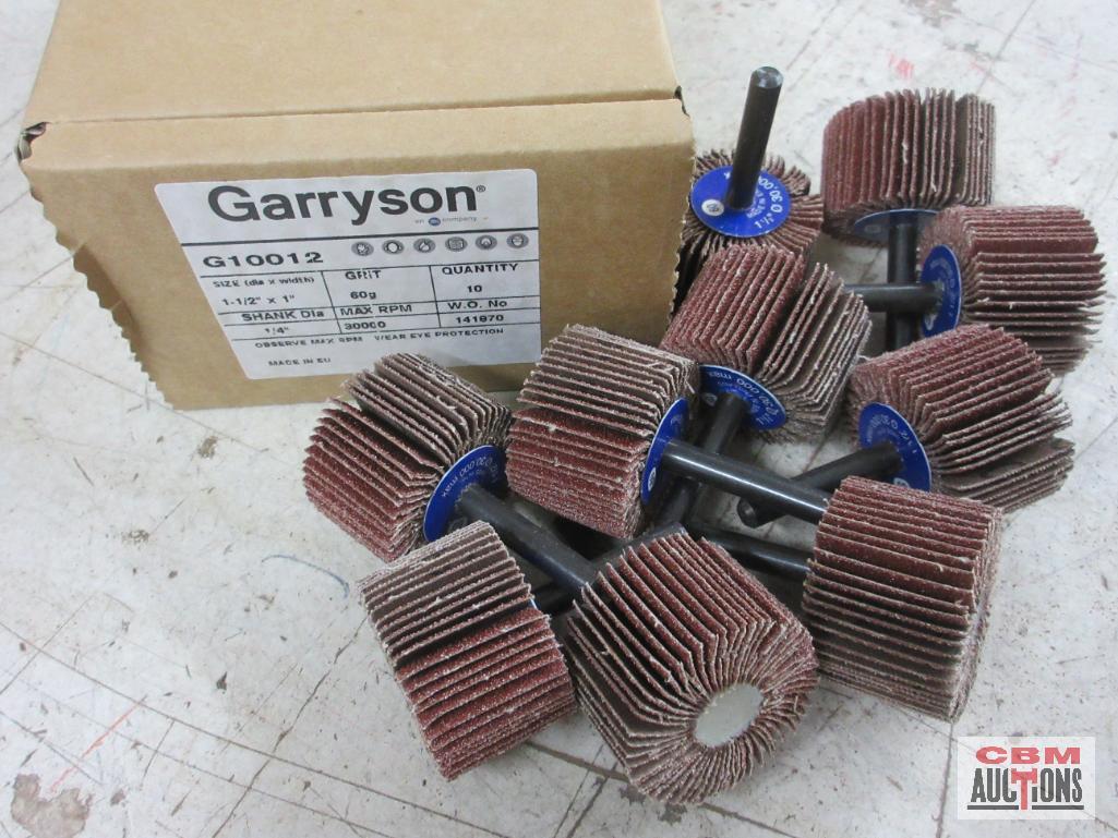 Garryson G10012 Mounted Flap Wheel 1-1/2" Dia. x 1" Width, 1/4" Shank, 60 Grit - 10 Count