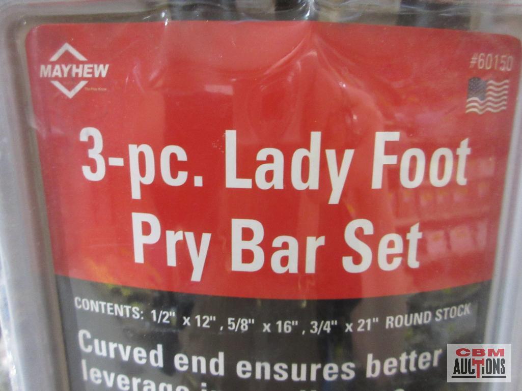 Mayhew 60150 3pc Lady Foot Pry Bar Set... Sizes: 1/2" x12" 5/8" x 16"... 3/4" x 21"