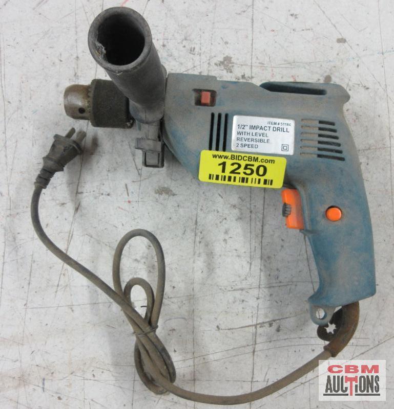 Unbranded... 51184 1/2" Impact Drill, Reversible 2 Speed, w/ Level...