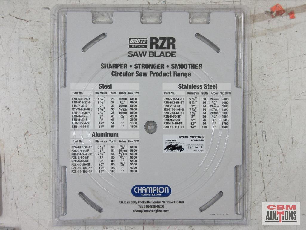 Champion RZR-14-64-S 14" Steel Cutting Blade, 64T, 1" Arbor