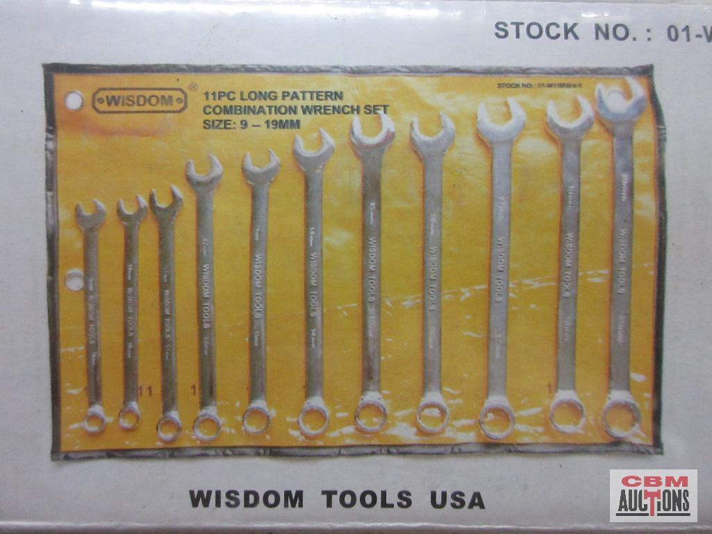 Wisdom 01-W11MWV-1 11pc Long Pattern Metric Combination Wrench Set 9mm-19mm w/ Storage Pouch