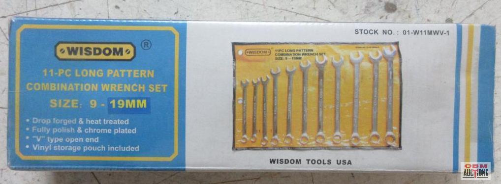 Wisdom 01-W11MWV-1 11pc Long Pattern Metric Combination Wrench Set 9mm-19mm w/ Storage Pouch