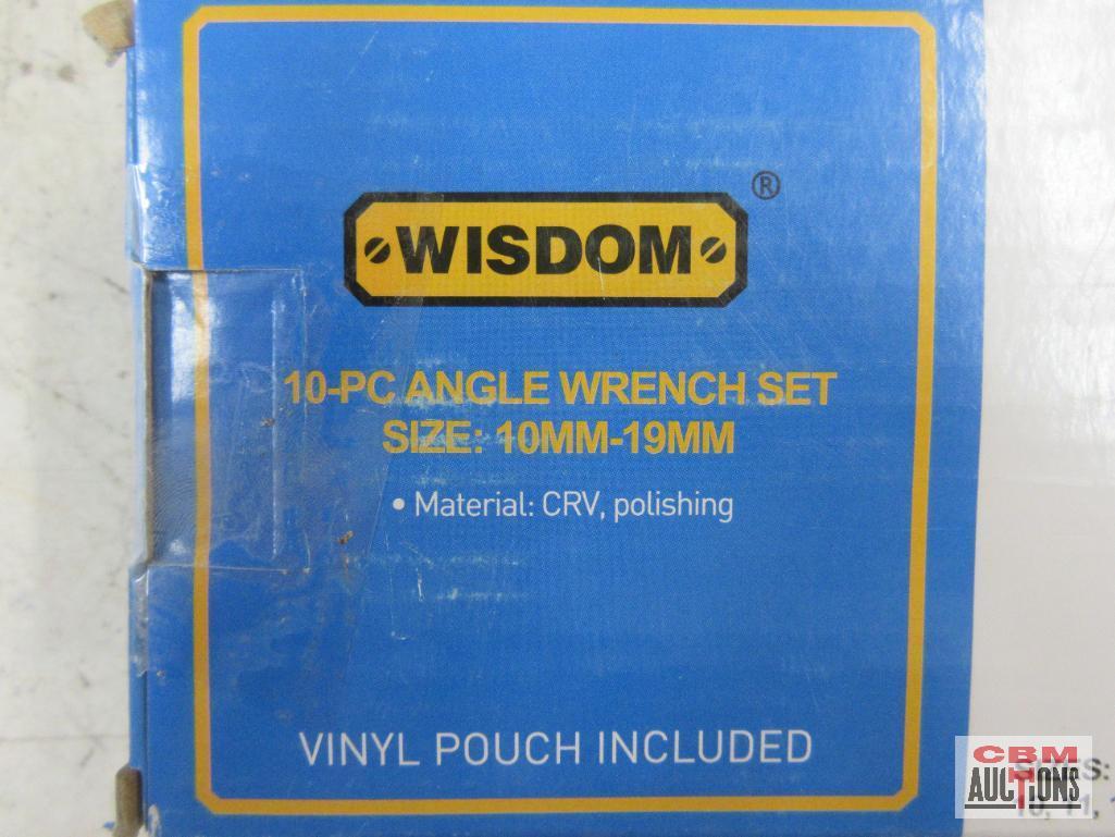 Wisdom 01-AW10-1 10pc Opened Ended Metric Angle Wrench Set 10mm-19mm w/ Storage Pouch